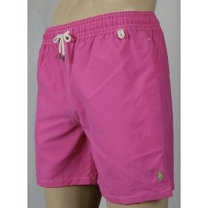 Vintage Polo Ralph Lauren‎ Swim Trunks Mens M Pink Mesh Lined Pony Swimwear